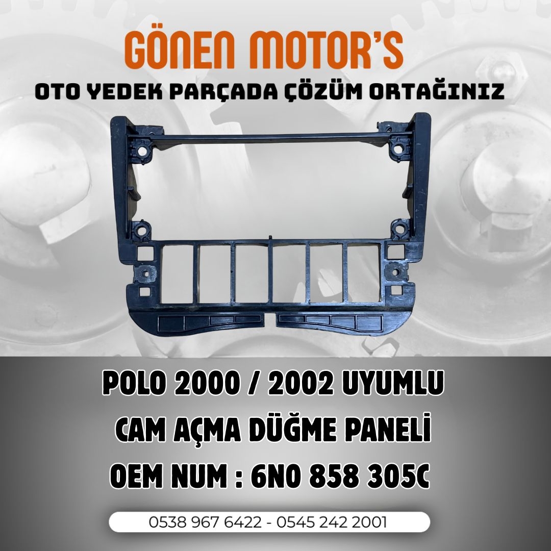 164 - VW Polo 6N Cam Açma Düğme Paneli – OEM: 6N0858305C